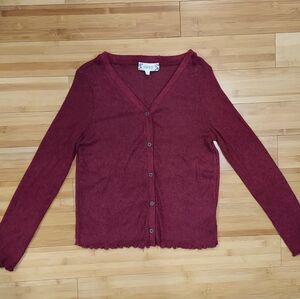 Pink Rose Burgundy/Maroon Cardigan Women's Size Large